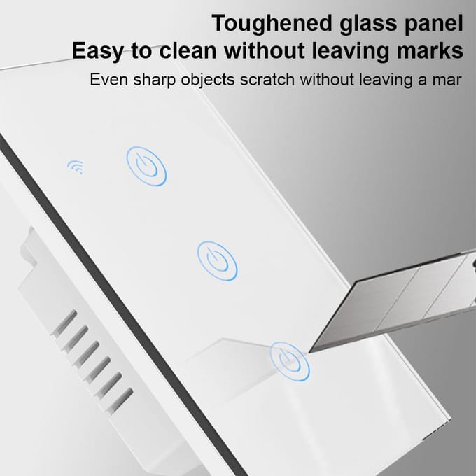 WiFi Touch Panel Switch Home Smart Switch Panel LED-indicatielampje Gehard glazen paneellicht 2 Way wit