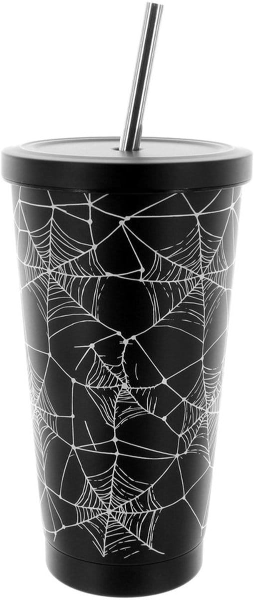 Dailygoods- Drinkbeker 500 ml - Dubbelwandig - Rietje van roestvrij