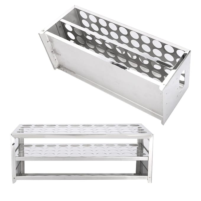 Support de tubes à essai double couche en acier inoxydable à 40 trous, plaque perforée 304 white