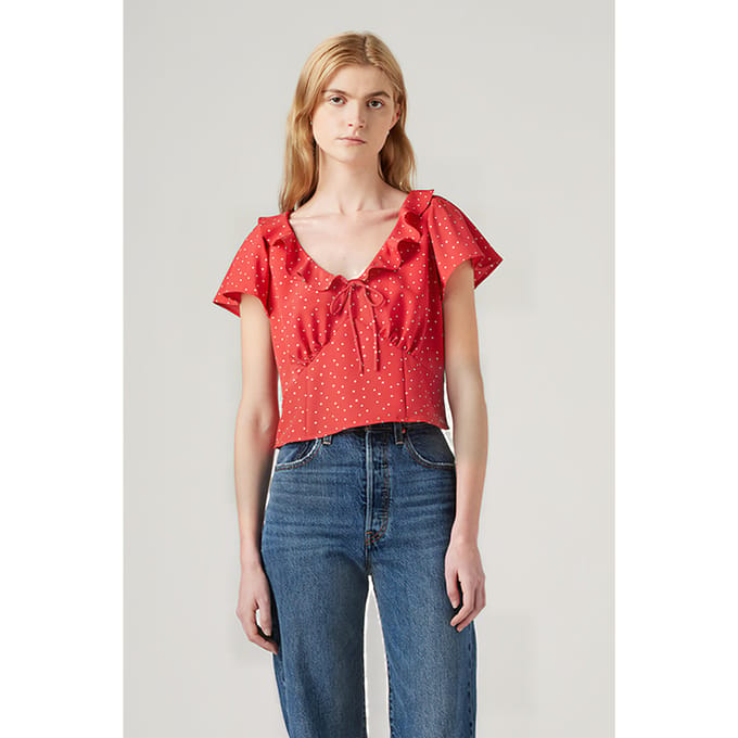 Levi's Mylene Blouse Galia Dot Coral Red Print Taglia: M | Magliette intime Outlet | Donna | Arancia