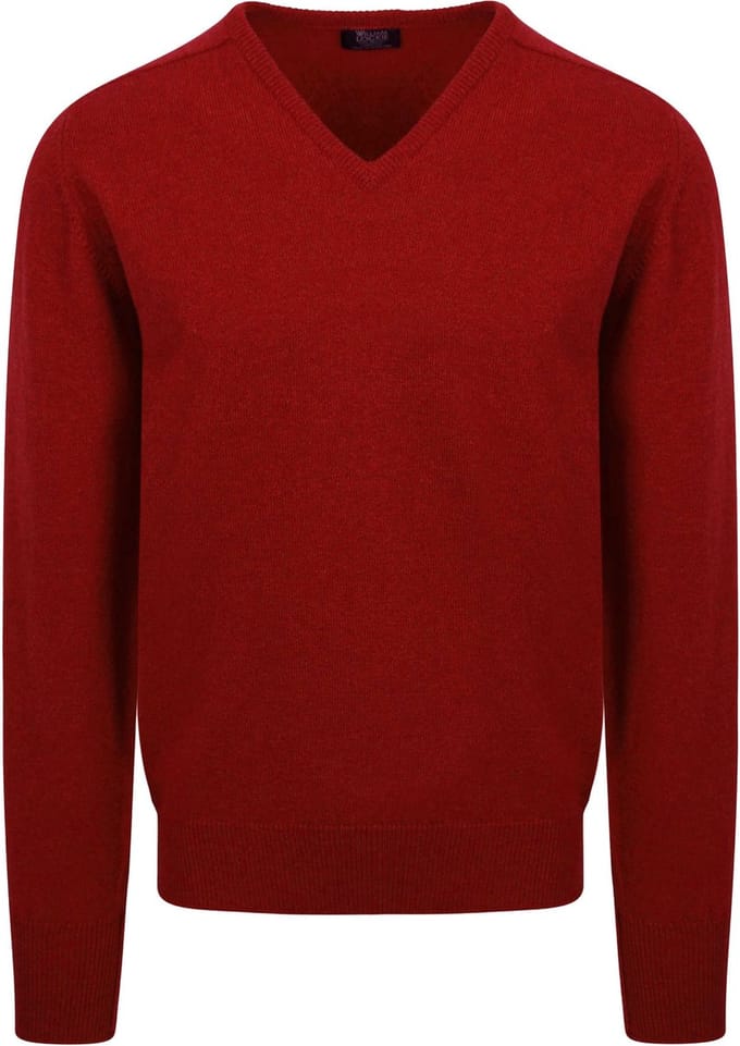 William Lockie Pullover Lamswol V Poppy - Maat M - Heren - Pullovers