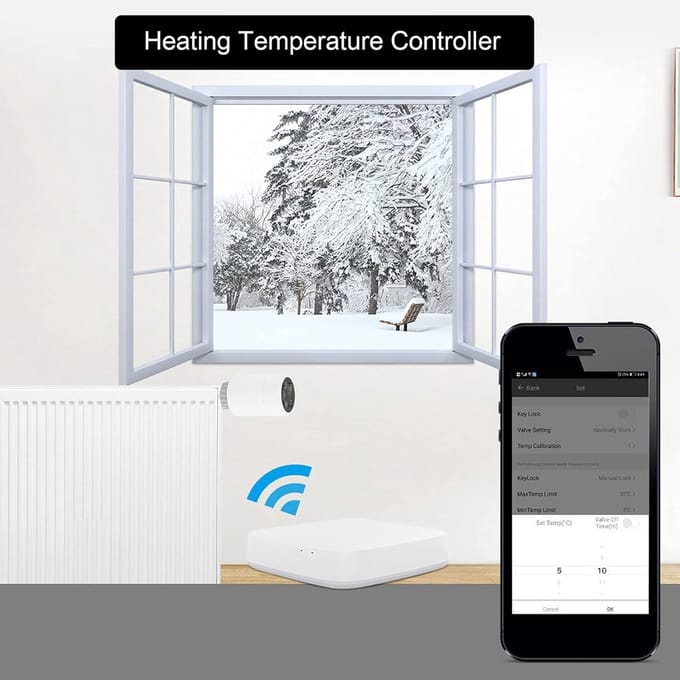 Slimme Radiatorkraan - Thermostaatkraan Verwarming - Energie Besparen - Wekelijkse Programmering - M30x1.5 mm - Wit