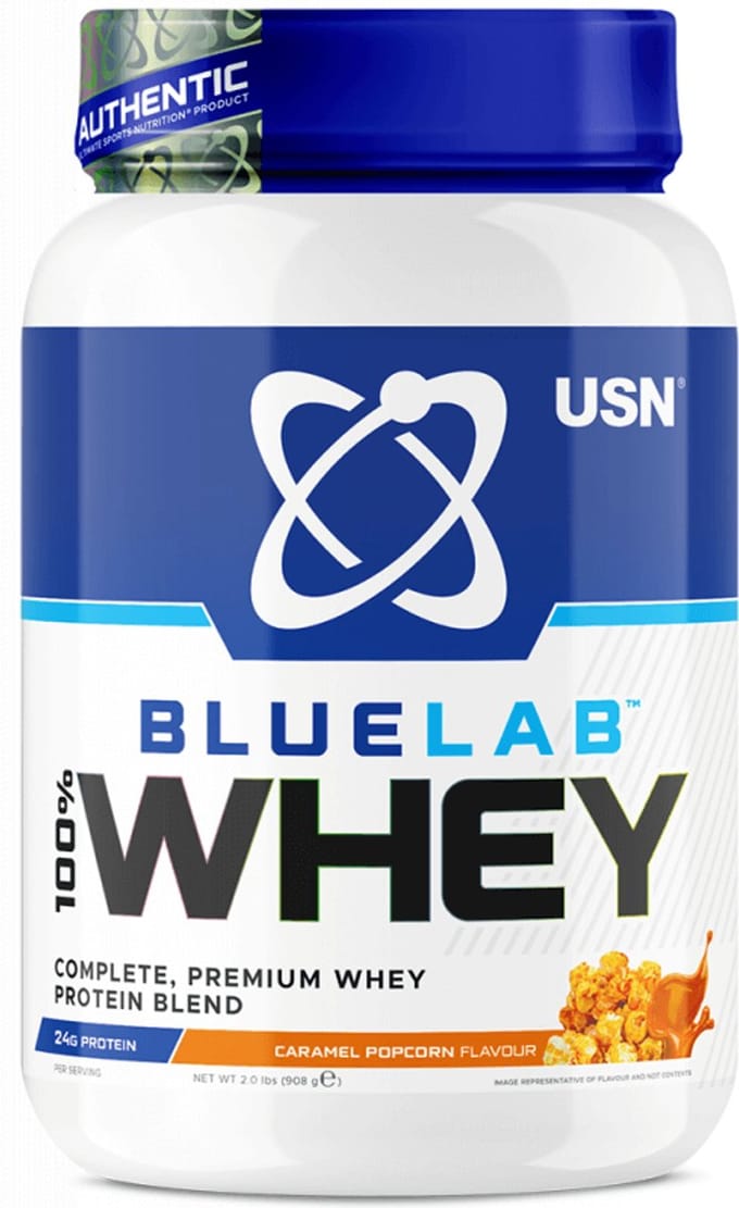 USN Blue Lab Whey (908g) Caramel Popcorn - Eiwitten - Wei-eiwit Mix