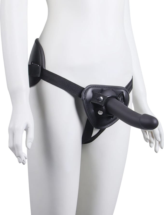 Banoch | Strap on harnas universeel + Dildo Claes - zwart siliconen | voorbinddildo