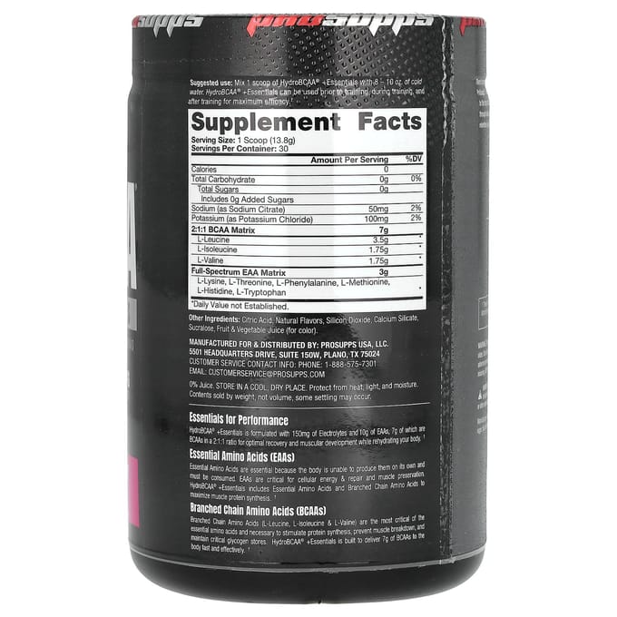 ProSupps, HydroBCAA + Essentiels, Limonade Mûre, 13,75 oz (390g)