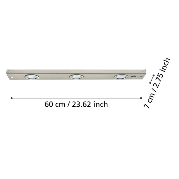 EGLO Kob LED Onderbouwarmatuur -  60 cm - 3 Lichts - Nikkel-Mat