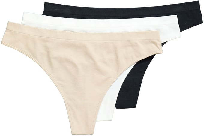 Ulla Popken - Dames - Strings set van 3 zonder naad - Zwart - Maat 42+