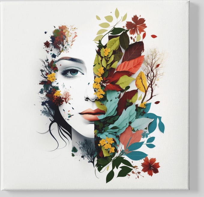 Vierkant Canvas Schilderij - Vrouw - Natuur Al Beauty - 100x100x2 cm
