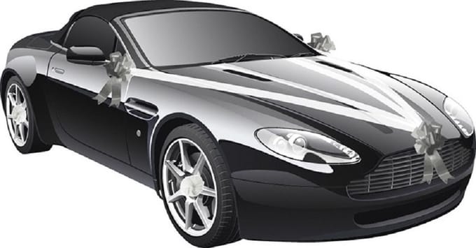 Chaks Trouwauto decoratie lint - wit/ zilver - just married - bruiloft benodigdheden