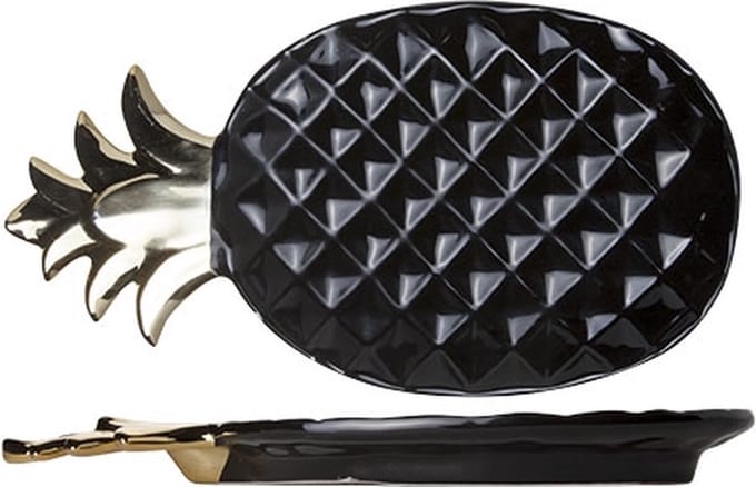 Pineapple Black Deco-plate 22.5x12.5cm
