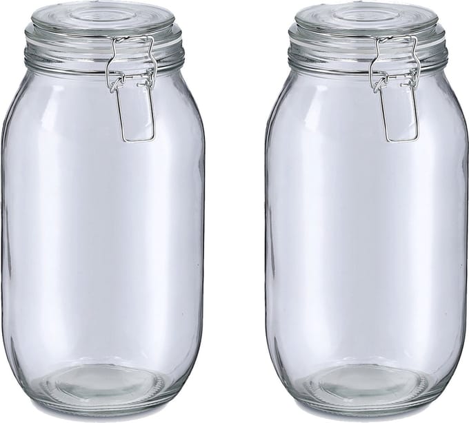Zeller Voorraadpot/bewaarpot Alfie - 2x - 2L - glas - beugelsluiting - D13 x H26 cm