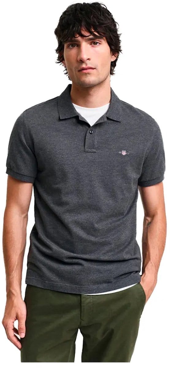 Gant Slim Shield Korte Mouw Poloshirt Grijs S Man