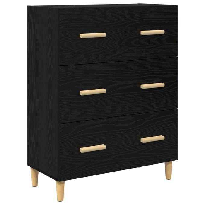 vidaXL - Dressoir - Zwart - Eiken - 69,5 - x - 34 - x - 90 - cm - Bewerkt - hout