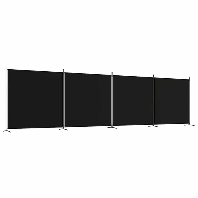 vidaXL - Kamerscherm - met - 4 - panelen - 698x180 - cm - stof - zwart
