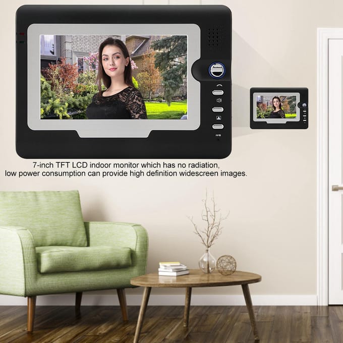 7  LCD Video Deurtelefoon Bedrade Intercom Deurbel Kit Thuis Toegangssysteem 1V2 SY810