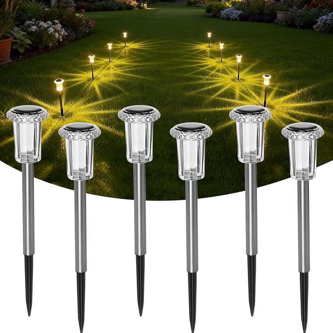Solar Tuinverlichting - 6-Pack LED Buitenlamp Grond - Warm Wit - IP65 Waterdicht