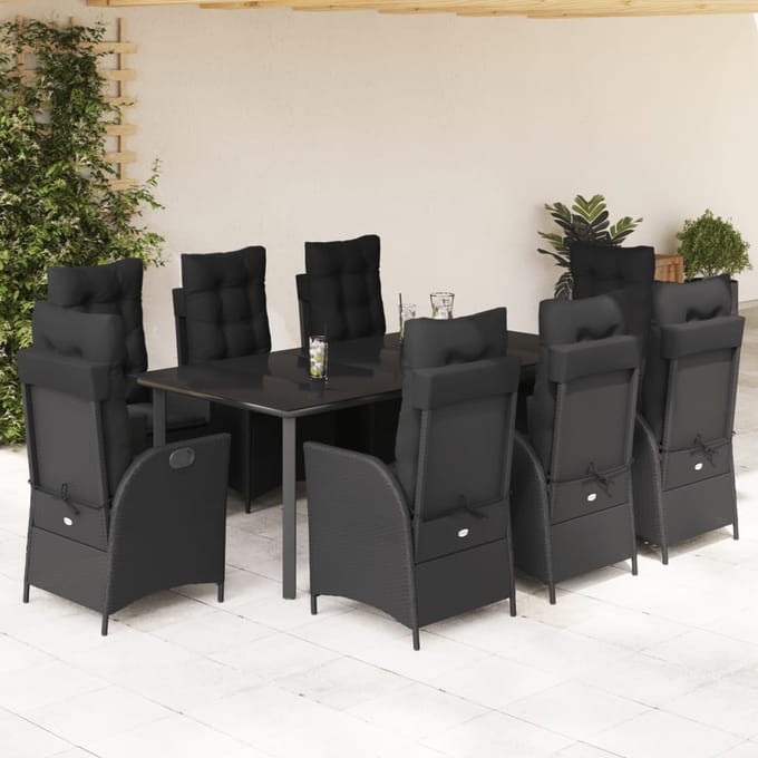 vidaXL - 9-delige - Tuinset - poly - rattan - zwart