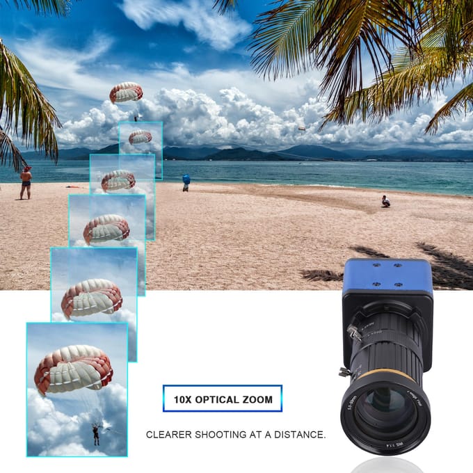 1080P HD-camera Computercamera Webcam 2 Megapixels 10X optische zoom 80 graden Groothoek Handmatig Without Tripod blauw