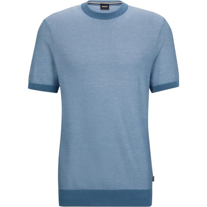 Boss Heren Tantino Gebreid T-Shirt (Lichtblauw)