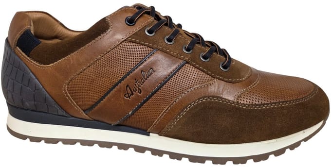 Australian Niagara Leather DF6 Cognac Blu Heren Sneakers - Bruin - 48