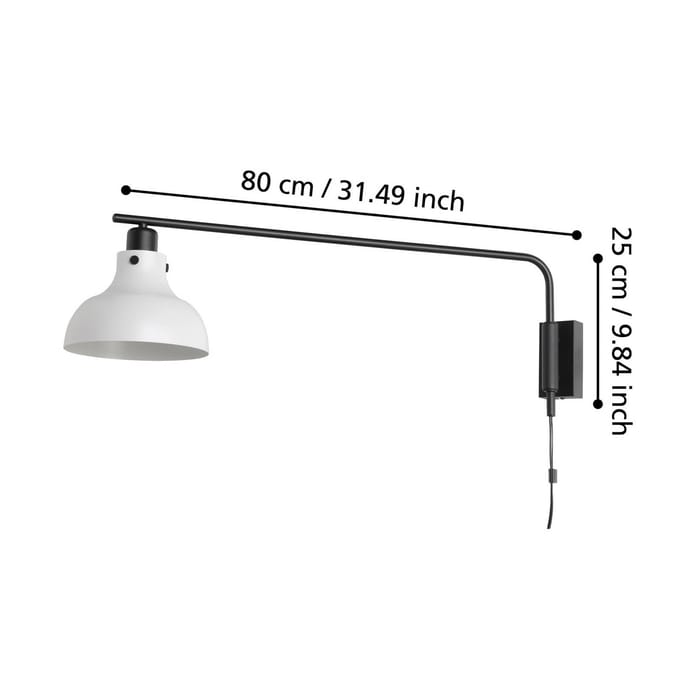 EGLO Matlock Wandlamp - E27 - 25 cm - Grijs|Zwart - Staal