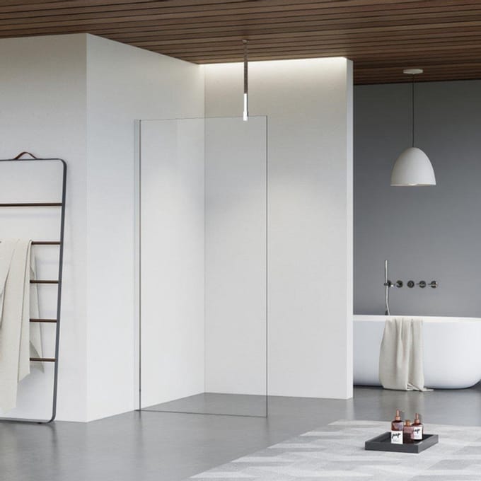 FugaFlow Eccelente Vetro inloopdouche - 30x200cm - helder glas - plafondarm - chroom