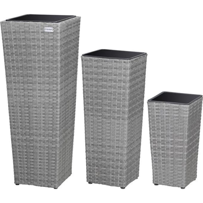 Casaria Bloempotten - 3 stuks - Polyrattan