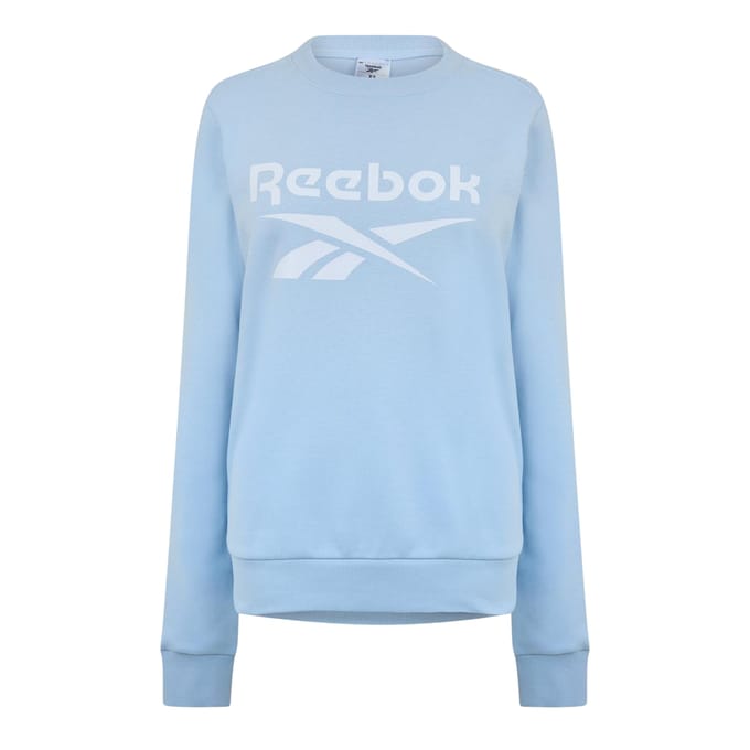 Reebok Dames-sweatshirt met logo, ronde hals en cropped model (Blauw)