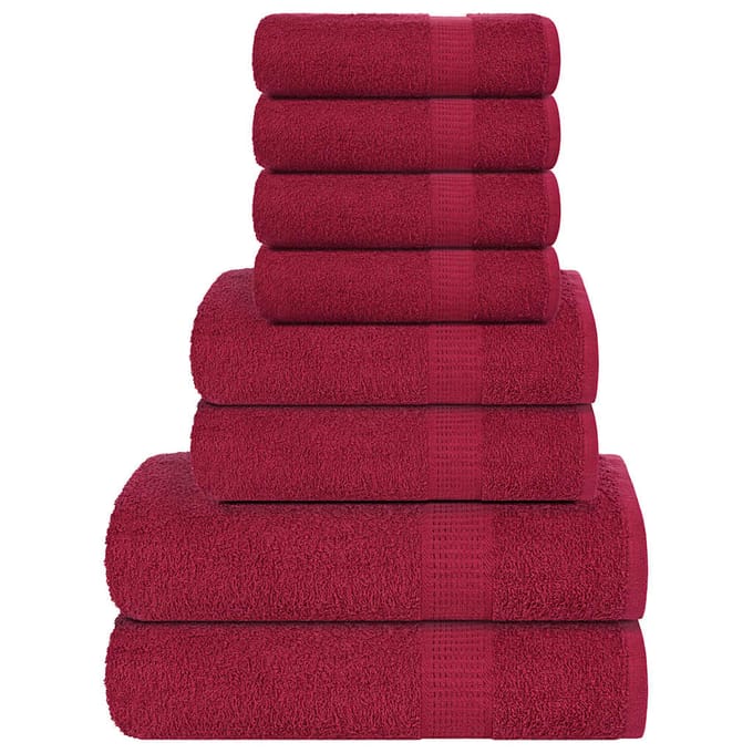 vidaXL - 8-delige - Handdoekenset - FROGN - 360 - g/m² - bordeaux