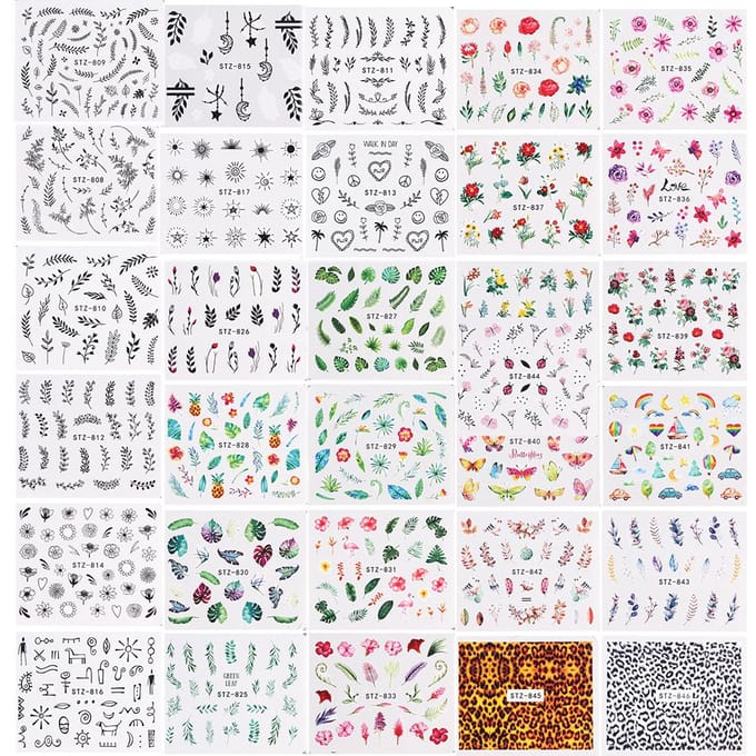 48 vellen nagelkunststickers wateroverdracht nagelsticker nagelstickers nagelkunstdecoratie manicure 68 Sheets gray
