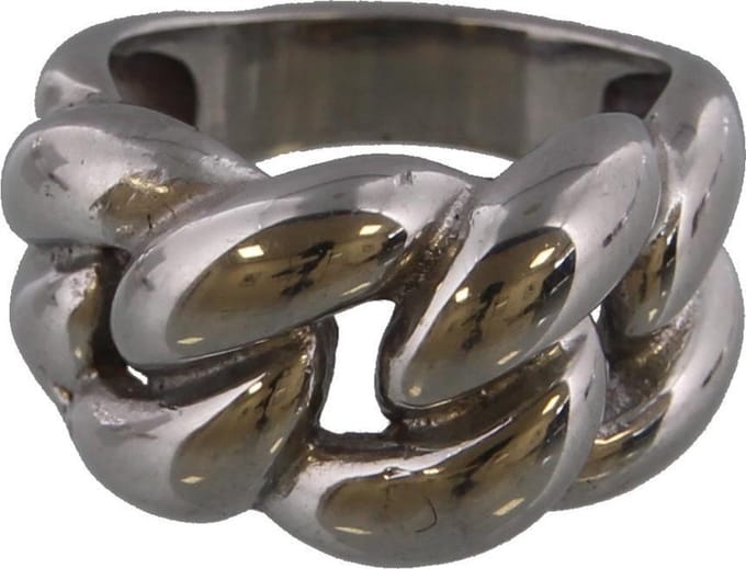 Zilverkleurige RVS ring grof.