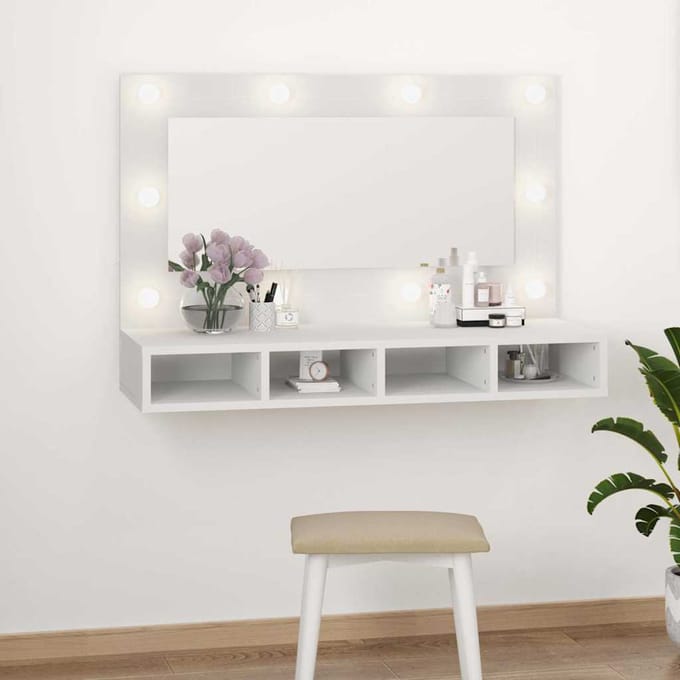 vidaXL - Spiegelkast - met - LED-verlichting - 90x31,5x62 - cm - wit