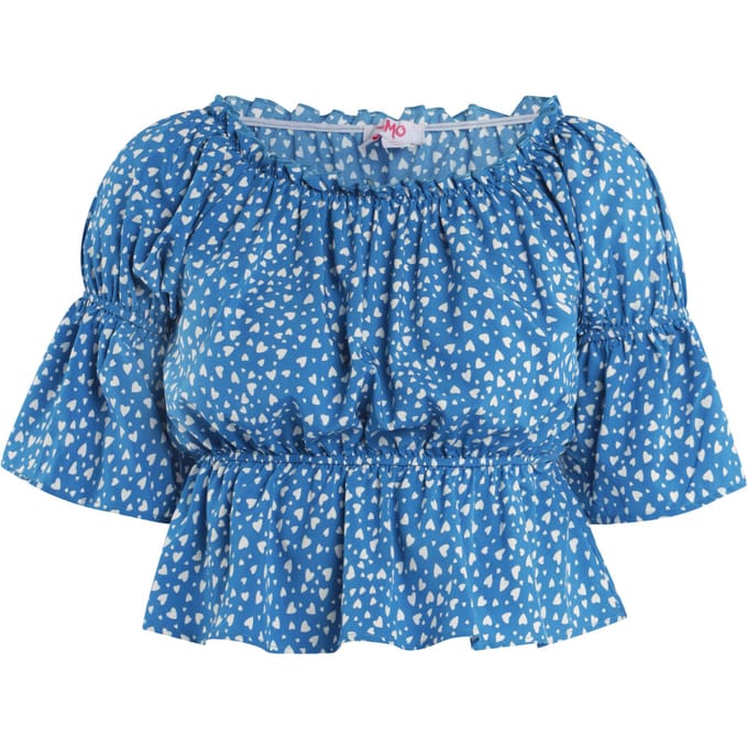 Mymo Blouse met hartjesprint Dames blauw