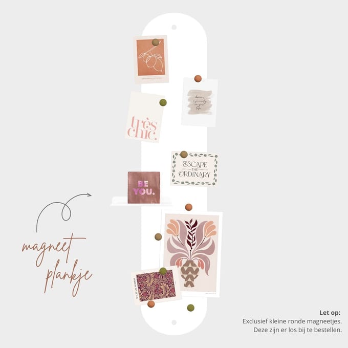 Hoya living - Magneetbord Lani - Wit + Plankje - 98,5x20cm
