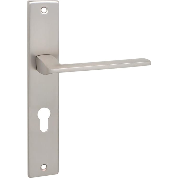 Kuchinox Zambia deurkruk op lang schild, mat satijn, 72mm, sleutelgat