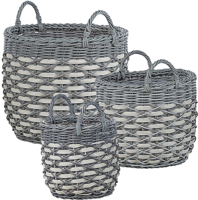 GEFIRA - Plantenbak set van 3 - Gebroken wit - PE rotan