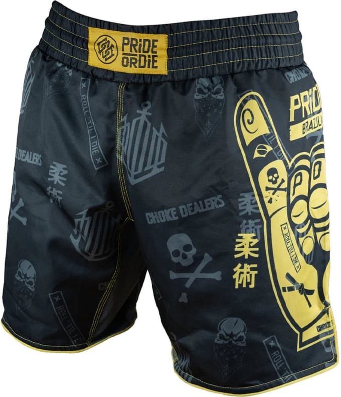 PRiDE or DiE Fightshorts Hang Loose Zwart Geel - M