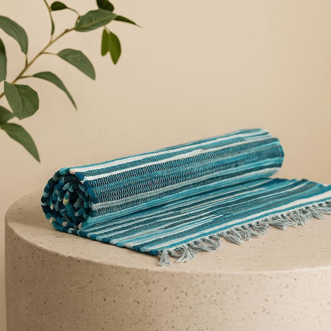 Groot voddenkleed - 150x90cm - premium kwaliteit - Aqua Blues