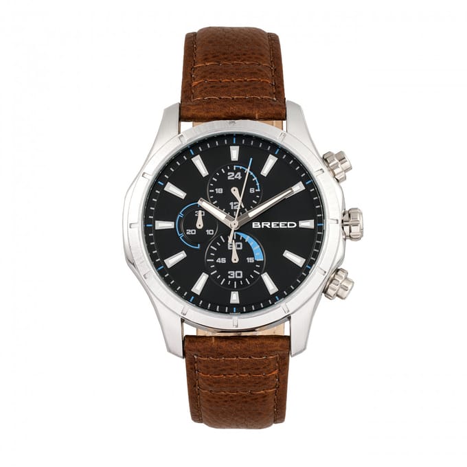 Breed Lacroix chronograaf horloge met leren band