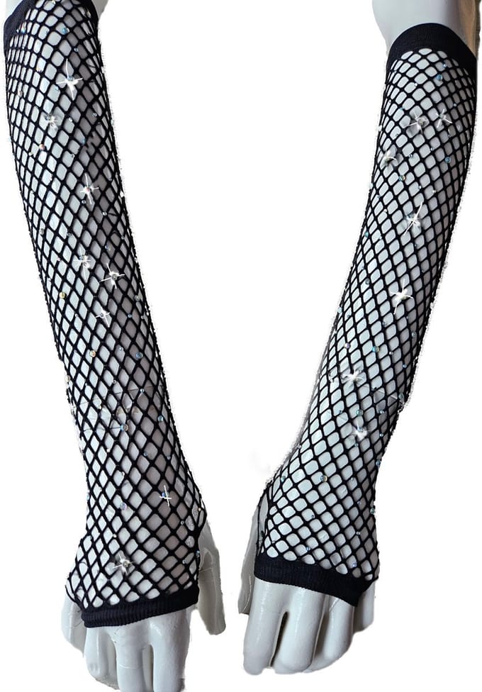 BamBella® Vingerloos Net handschoenen - One Size - Zwart - Visnet handschoenen - Feest - Gothic Carnaval