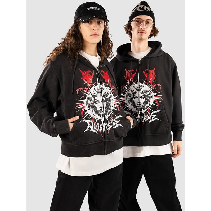 A Lost Cause Medusa Boxy Zip Hoodie zwart