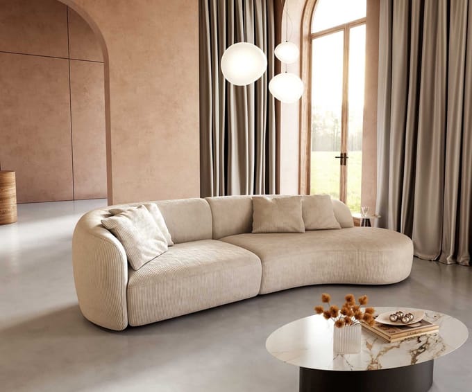 Zitbank Mairi Cord Beige 330x160 cm