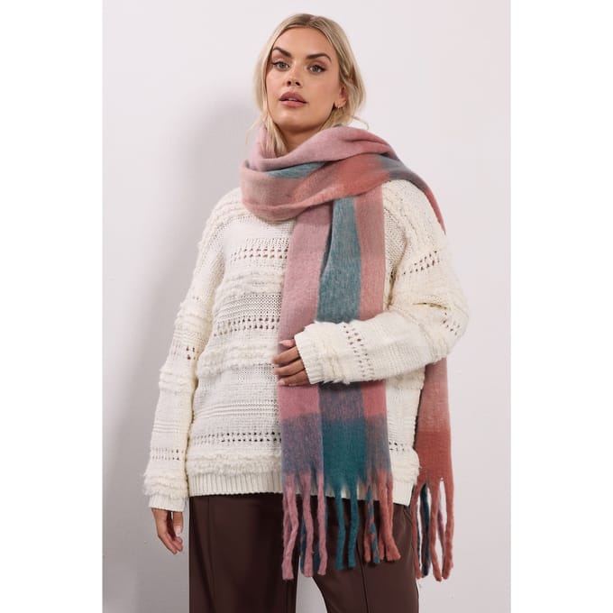 Yours Roze Geruite Zachte Sjaalsize One Size