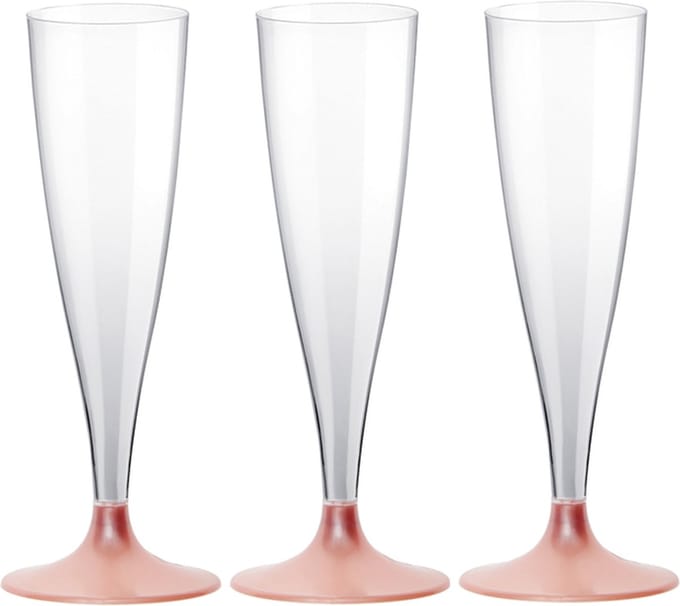Santex Champagneglazen - 10x - plastic - 140 ml - rose goud - herbruikbaar