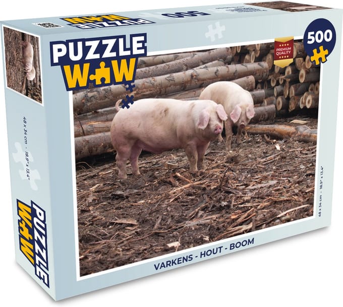 Puzzel Varkens - Hout - Boom - Legpuzzel - Puzzel 500 stukjes