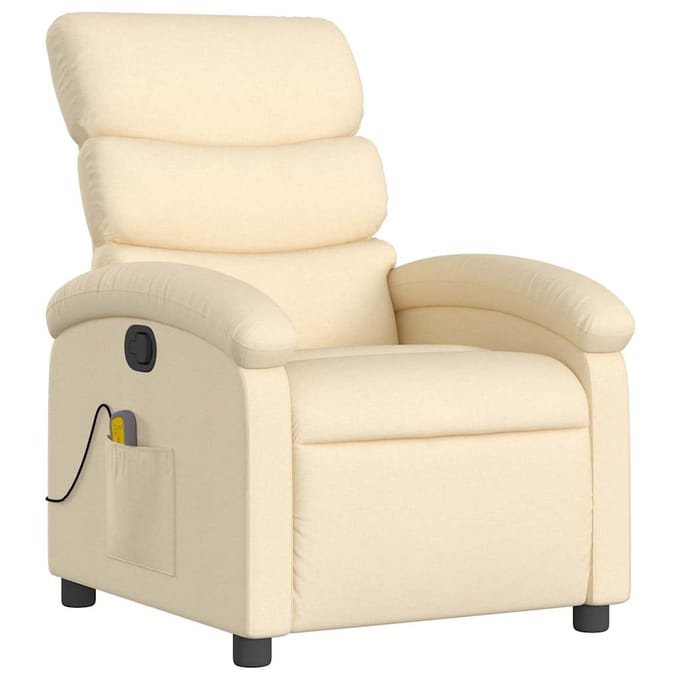 vidaXL - Massagestoel - met - crèmekleurige - stof
