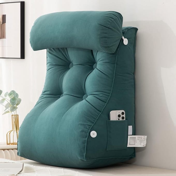 Leeskussen met neksteun - Rugsteun kussen - Comfortabel lezen - Elastische vulling - 45x55x30 cm - Smaragdgroen