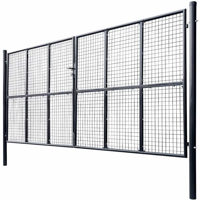 vidaXL - Tuinhek - van - gaas - gegalvaniseerd - staal - 400x175 - cm - grijs