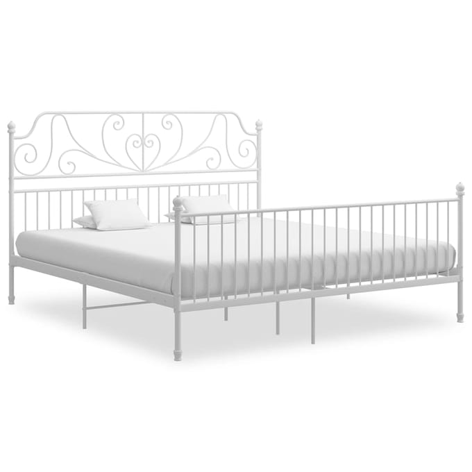 vidaXL - Bedframe - metaal - wit - 180x200 - cm