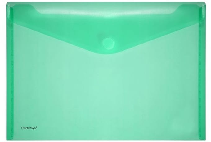 Enveloptas Foldersys A4 PP dwars transp groen A4 Velcro Envelop Groen